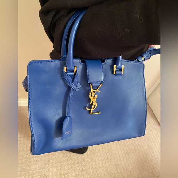 Saint Laurent Small Monogram Cabas Tote Blue - Picture 10 of 11